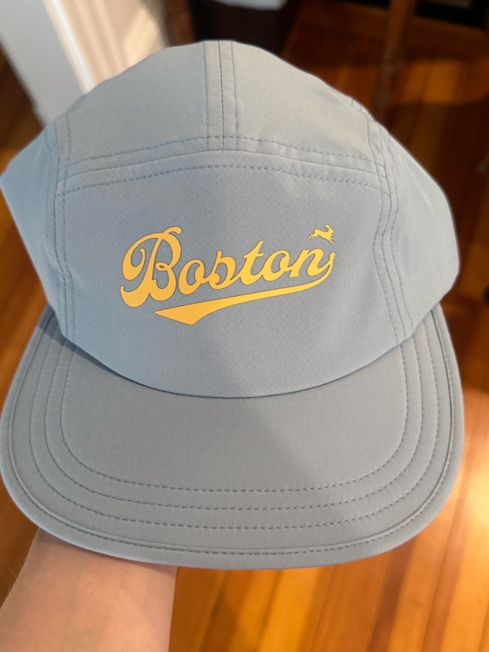 Tracksmith Boston Marathon 2026 Dusty Blue/Cornsilk Hat
